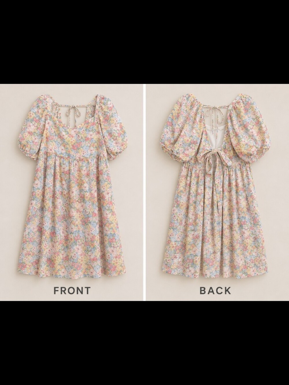 Pastel Floral Puff-Sleeve Dress